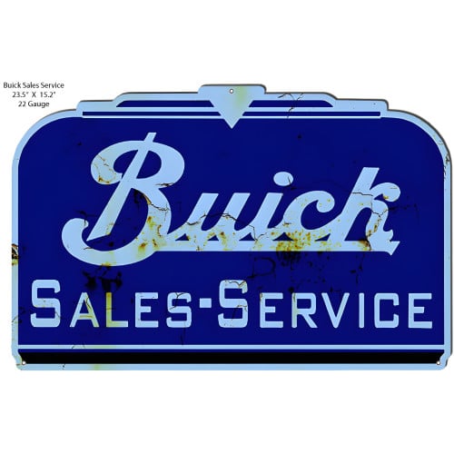 Buick Sales Service Vintage Looking Reproduction Metal Sign - 23.5" x 15.2"