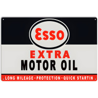 Extra Large Esso Extra Gas And Motor Oil Metal Sign - 18" x 30"