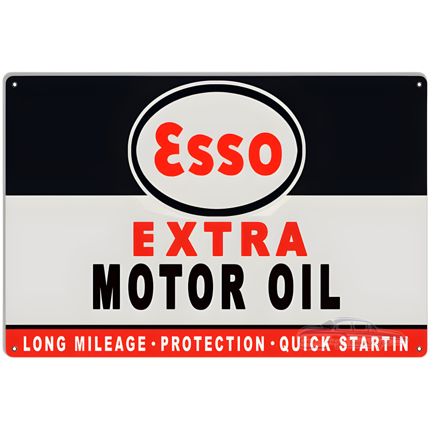 Extra Large Esso Extra Gas And Motor Oil Metal Sign - 18" x 30" Extra Large Esso Extra Gas And Motor Oil Metal Sign - 18" x 30"