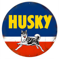 Husky Motor Oil Gas Metal Sign - 18" round