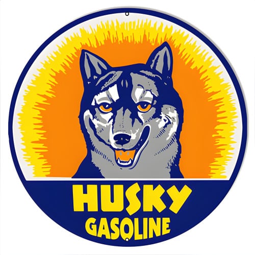 Husky Motor Oil Gas Station Metal Sign - 18" Round