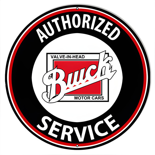 Authorized Buick Service Motor Oil Gas Metal Sign - 14" Round