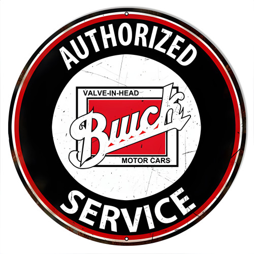 Authorized Buick Service Motor Oil Distressed Metal Sign - 24" x 24"