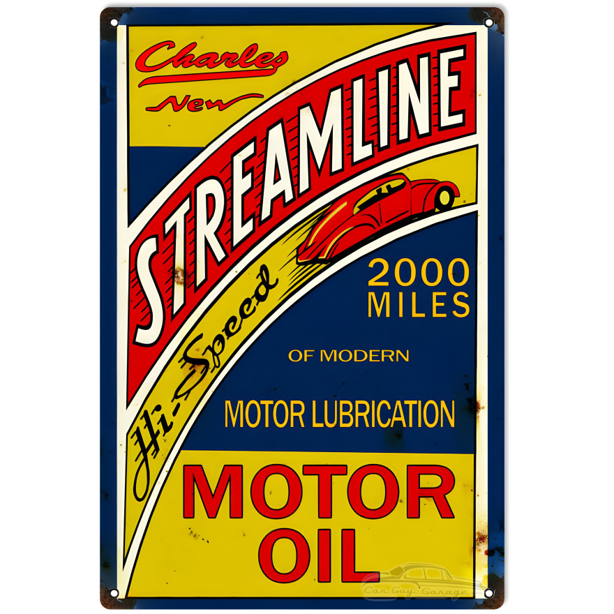 Streamline Hi-Speed Motor Oil Metal Sign - 12" x 18" Streamline Hi-Speed Motor Oil Metal Sign - 12" x 18"