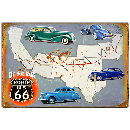 Get Your Kicks On Route 66 Metal Sign - 12" x 18"