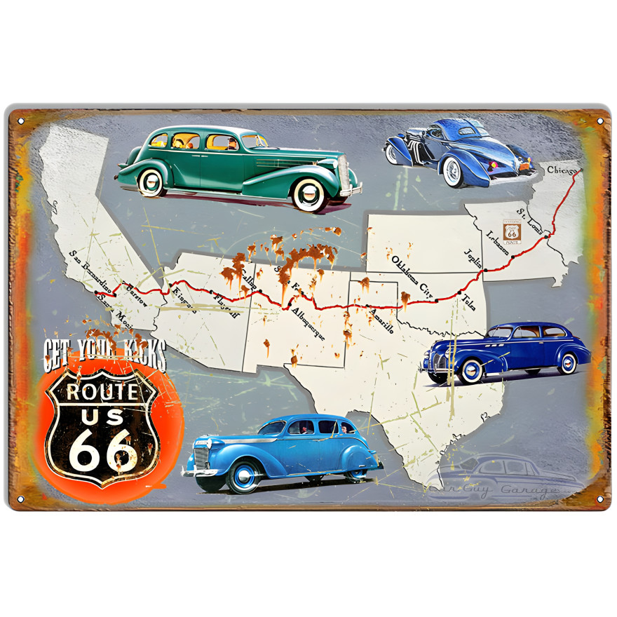 Get Your Kicks On Route 66 Metal Sign - 12" x 18" Get Your Kicks On Route 66 Metal Sign - 12" x 18"