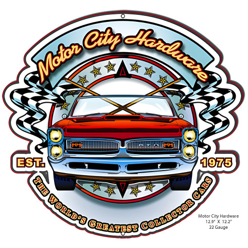 Motor City Hardware Metal Sign - 12.9" x 12.2"
