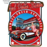Corvette Red Vette Diner Metal Sign - 11.9" x 14.9"