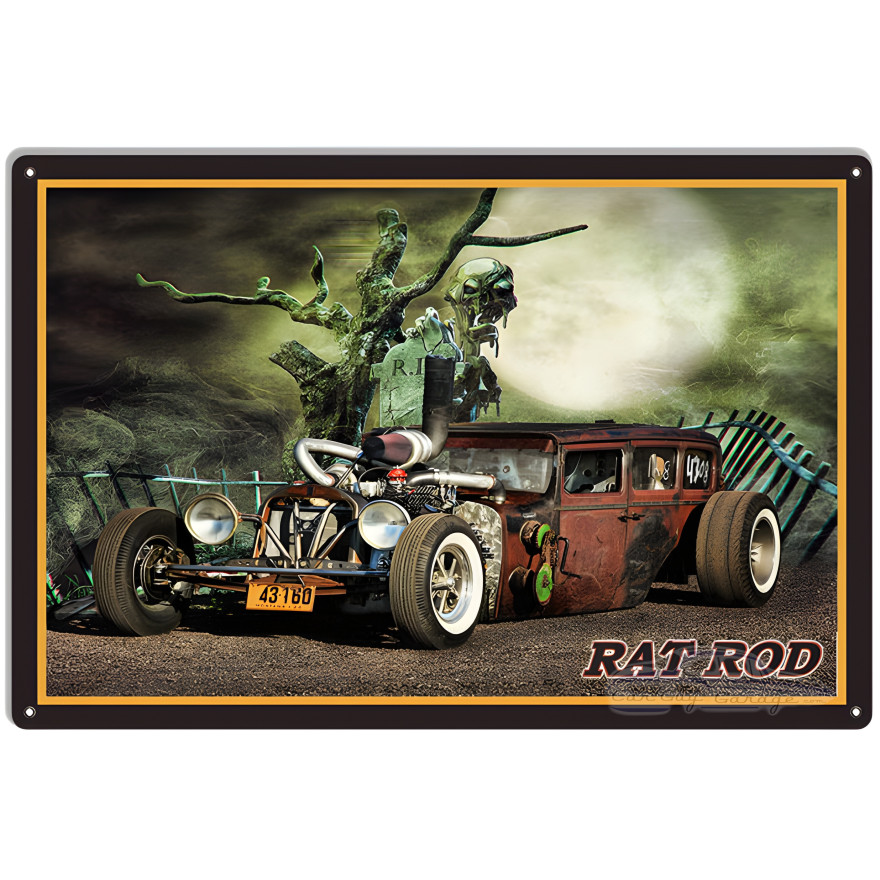 Classic Rat Rod Metal Sign - 12" x 18" Classic Rat Rod Metal Sign - 12" x 18"