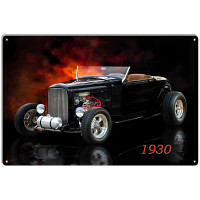 1930 Ford Coupe Hot Rod Metal Sign - 12" x 18"