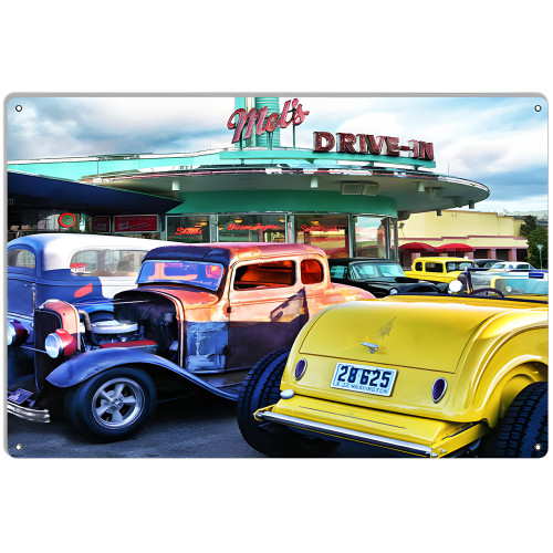 An Afternoon Cruisin At Mel's Diner Metal Sign - 12" x 18"
