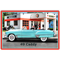 1949 Classic Cadillac Parked For Service Metal Sign - 12" x 18"