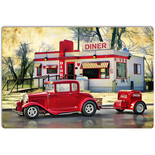 Classic Hot Rod Metal Sign - 12" x 18"
