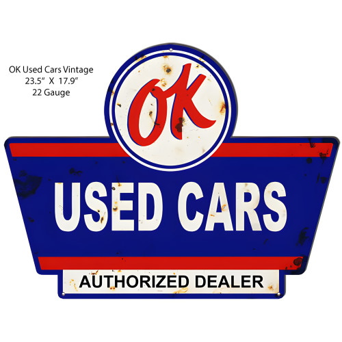 OK Used Cars Vintage Reproduction Metal Sign - 23.5" x 17.9"