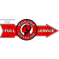Full Service Mohawk Gasoline Vintage Reproduction Metal Sign - 23.5" x 8.5"