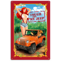 Tough Like My Jeep Red Head Orange Car Metal Sign - 12" x 18"