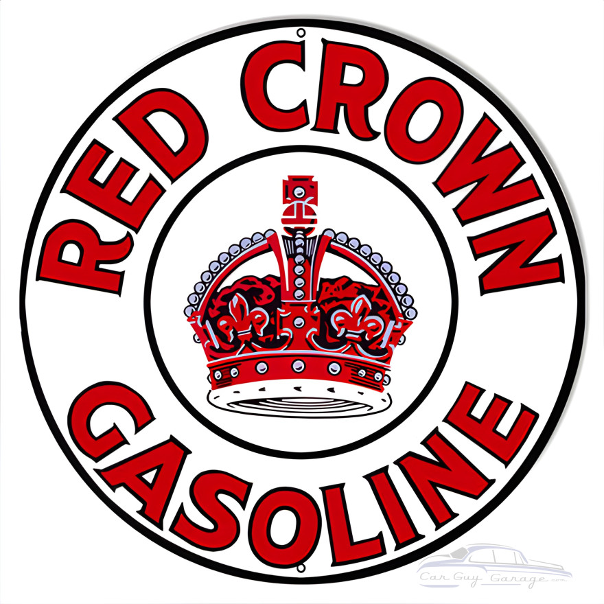 Red Crown Gasoline Metal Sign - 14" Round Red Crown Gasoline Metal Sign - 14" Round