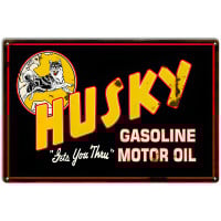 Husky Gasoline And Motor Oil Reproduction Metal Sign - 18" x 30"