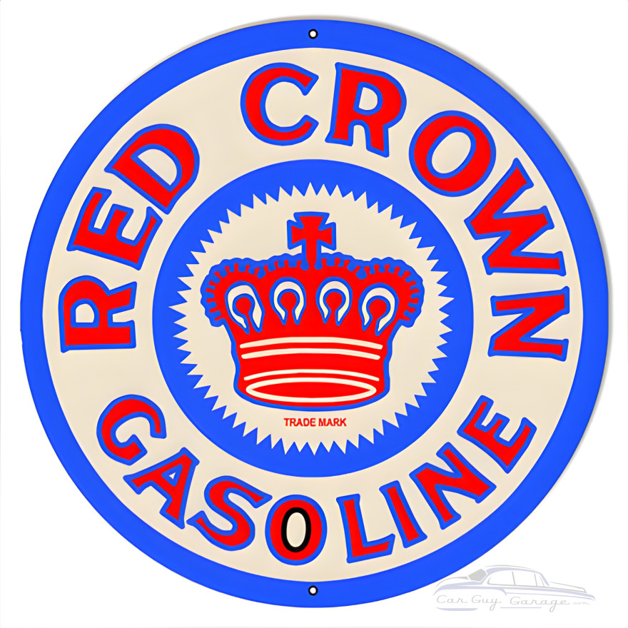 Red Crown Gasoline Metal Sign - 14" Round Red Crown Gasoline Metal Sign - 14" Round