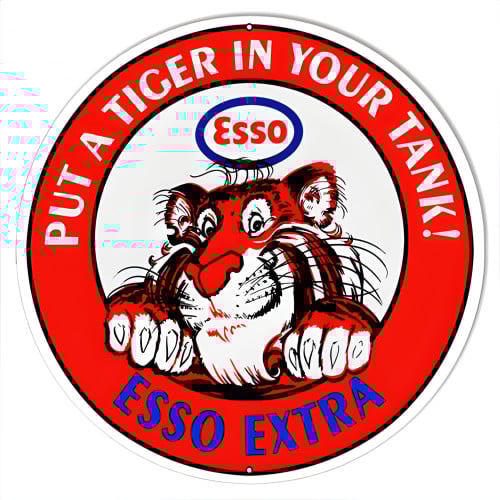 Esso Extra Put A Tiger In Your Tank Metal Sign - 30" Round