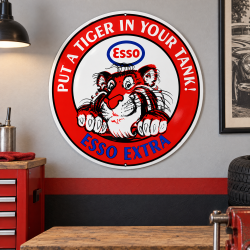 Esso Extra Put A Tiger In Your Tank Metal Sign - 30" Round