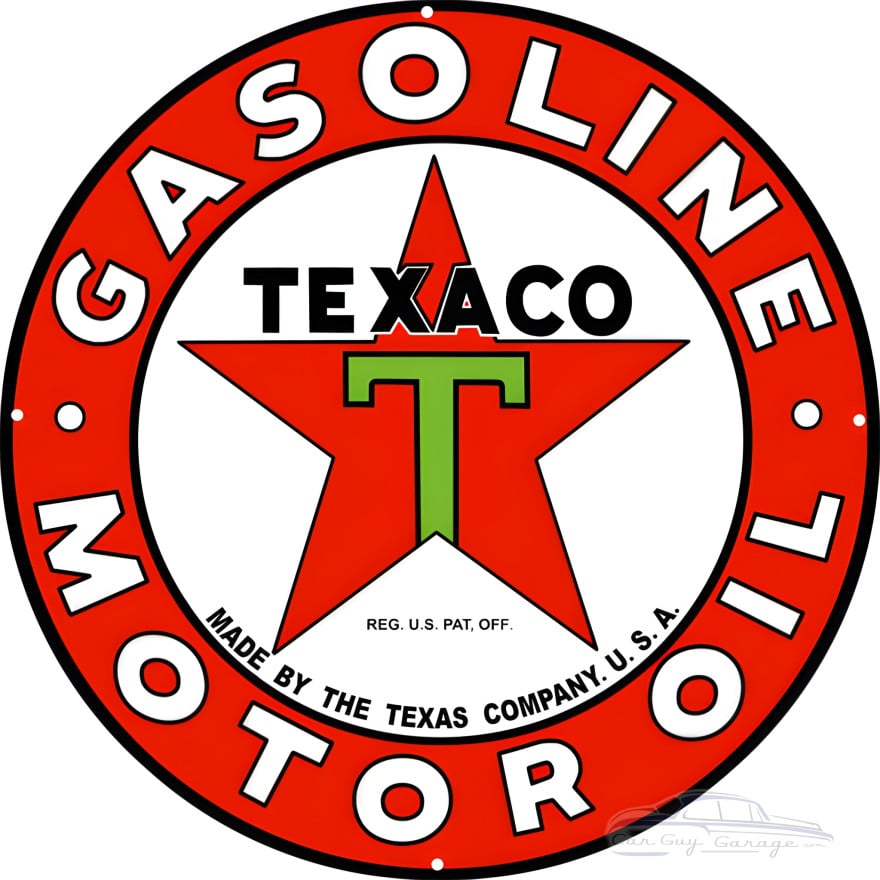 Texaco Gasoline And Motor Oil Metal Sign - 30" Round Texaco Gasoline And Motor Oil Metal Sign - 30" Round