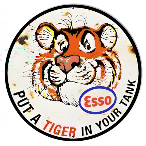 Esso Put A Tiger In Your Tank Metal Sign - 15" Round