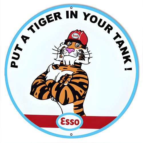 Put A Tiger In Your Tank Esso Gasoline Metal Sign - 15" Round