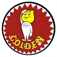 Esso Golden Gasoline Metal Sign - 14" Round