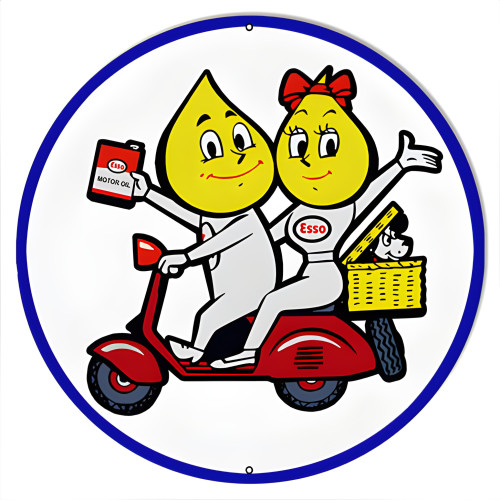 Esso Motor Oil Scooter Metal Sign - 14" Round