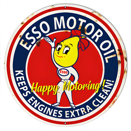 Esso Motor Oil Metal Sign - 14" Round