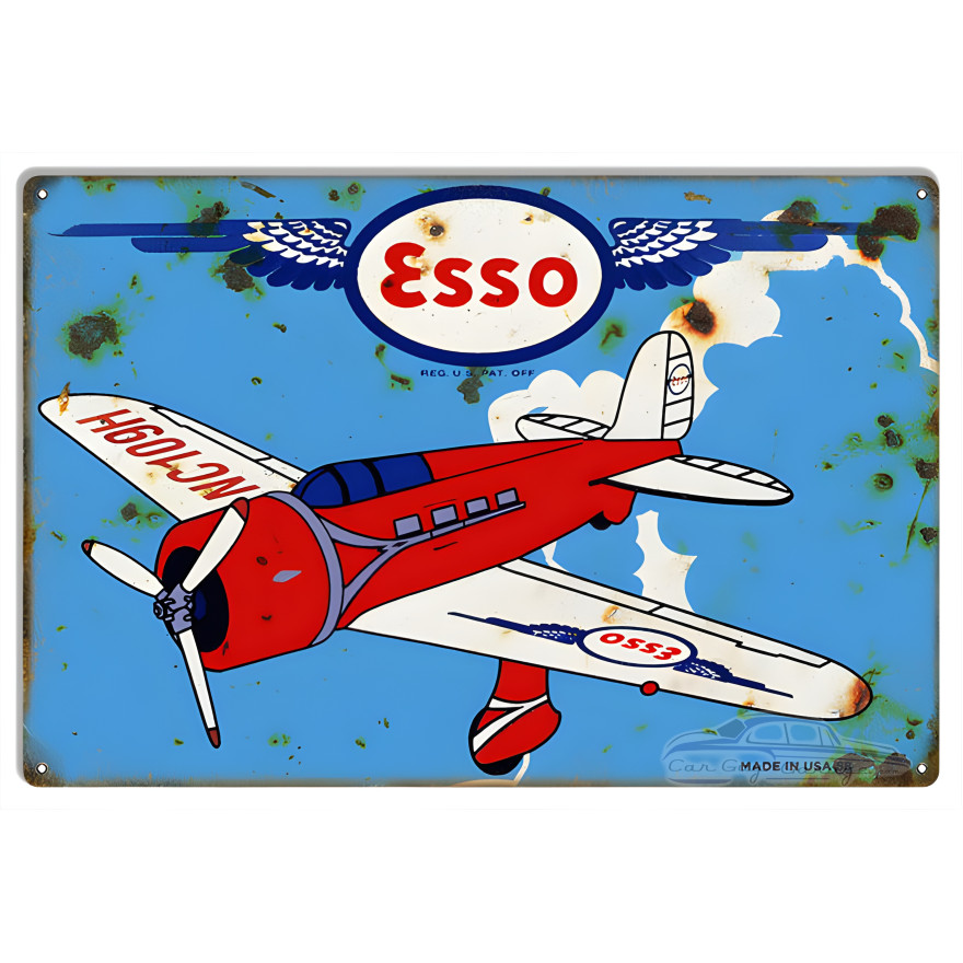 Esso Airplane Reproduction Vintage Metal Sign - 12" x 18" Esso Airplane Reproduction Vintage Metal Sign - 12" x 18"