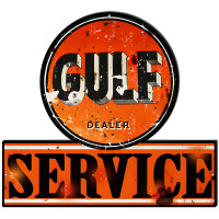 Gulf Dealer Service Metal Sign - 20" x 18.1"