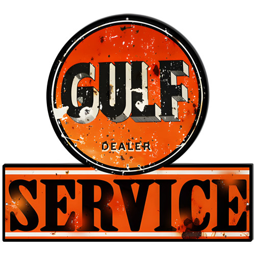 Gulf Dealer Service Metal Sign - 20" x 18.1"
