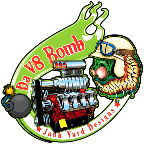 Da V8 Bomb Cut Out Metal Sign - 14" x 14"