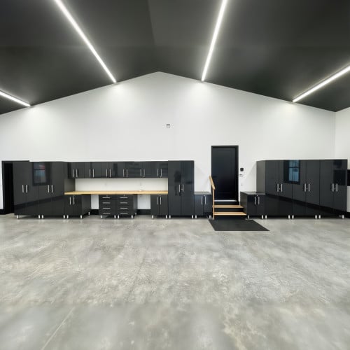 Black Modular 20-Piece Garage Cabinet System with Workbench