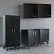Five Piece Black 18 Gauge Steel Garage Cabinet Set Five Piece Black 18 Gauge Steel Garage Cabinet Set