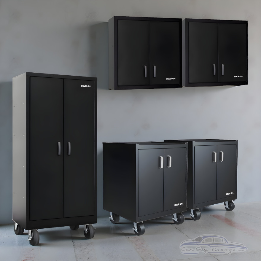 Five Piece Black 18 Gauge Steel Garage Cabinet Set Five Piece Black 18 Gauge Steel Garage Cabinet Set