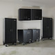 Six Piece Black 18 Gauge Steel Garage Cabinet Set with Drawers