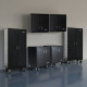 Six Piece Black 18 Gauge Steel Garage Cabinet Set