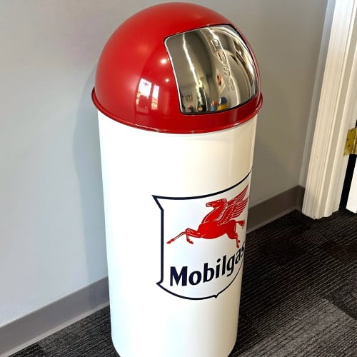 Mobilgas Metal Garbage Can