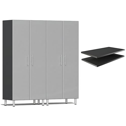 Silver Modular 2 Closet Cabinets and 2 extra shelves