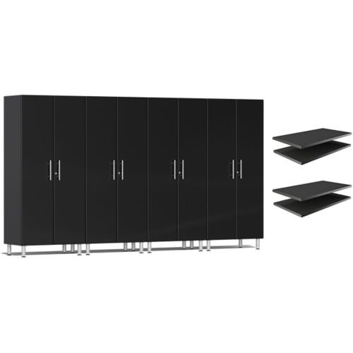 Black Modular 4 Piece Garage Closets with 4 additional Shelves
