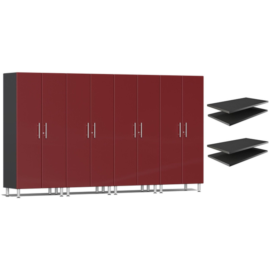 Red Modular 4 Piece Garage Closets with 4 additional Shelves Red Modular 4 Piece Garage Closets with 4 additional Shelves