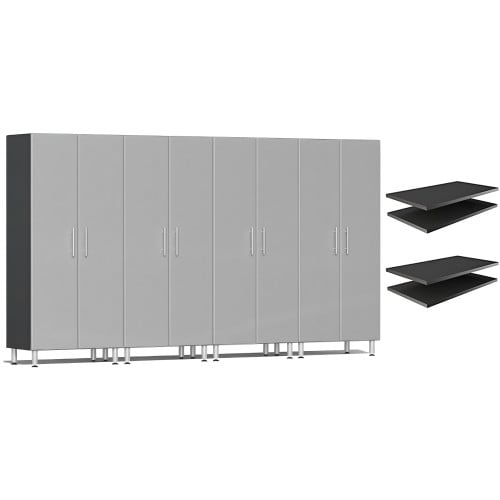 Silver Modular 4 Piece Garage Closets with 4 additional Shelves