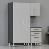 Silver Modular Ulti-Mate 3-Pc Garage Set - Tall, 4-Drawer, Wall