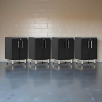 Black Modular 4-Piece 24 in 2-Door Locking Garage Base Cabinets