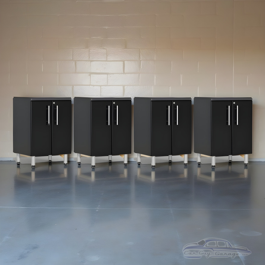 Black Modular 4-Piece 24 in 2-Door Locking Garage Base Cabinets