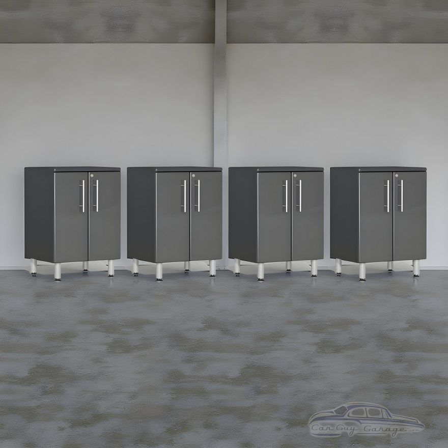 Grey Modular 4-Piece Locking 2-Door Base Garage Cabinets Set