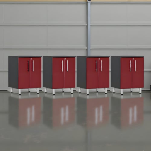 Red Modular Set of 4 Base Cabinets